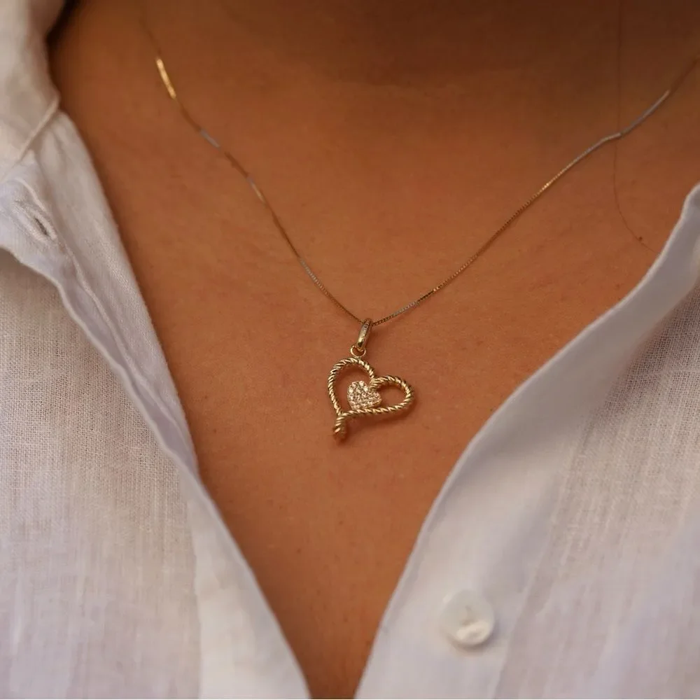 14K Solid Gold Heart Charm | Elegant Gold Pendant | Symbol of Love